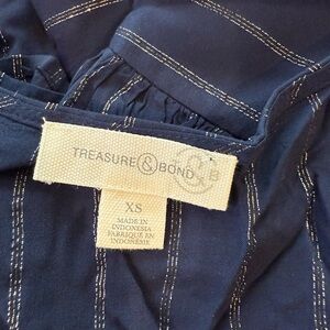 Treasure & Bond Dark Blue Striped Blouse